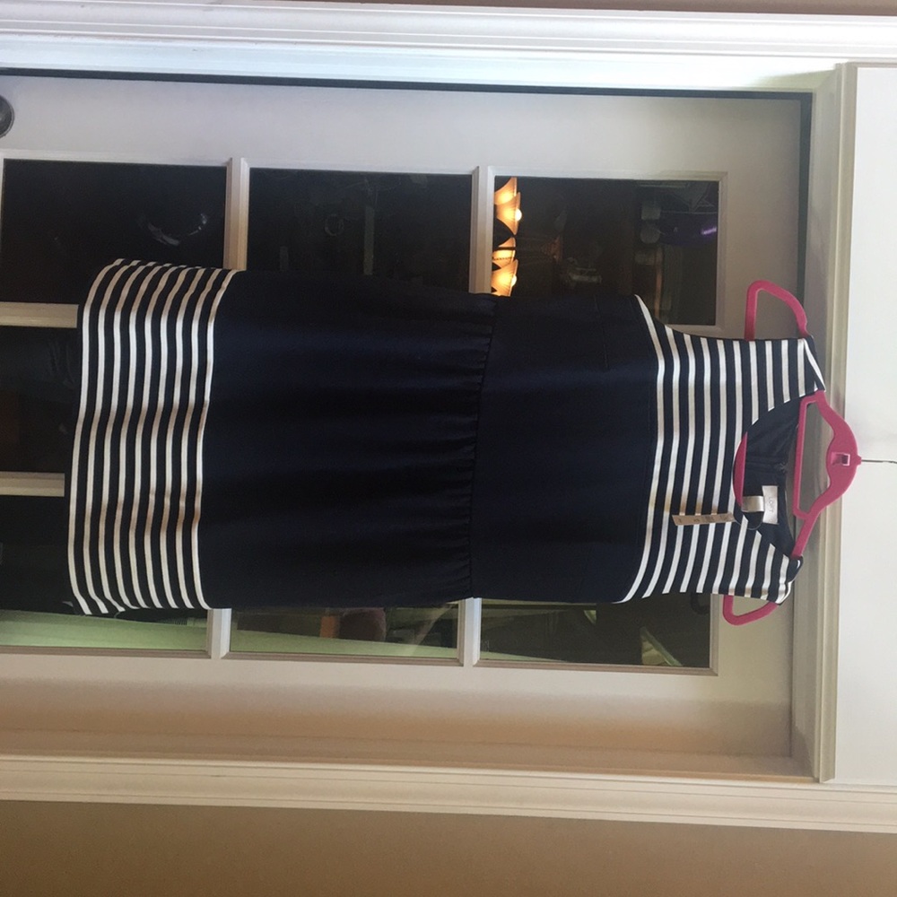 Loft sleeveless navy and white dress;